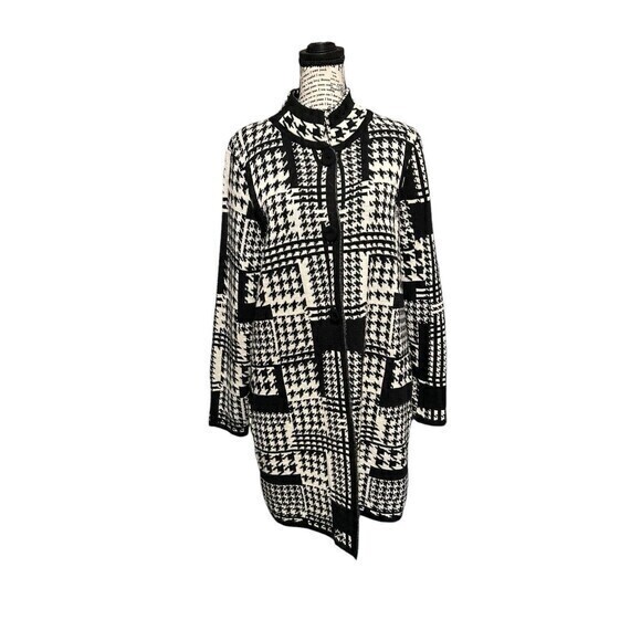 Le Magli Di Sofia Houndstooth Open Cardigan Sweater Large Twee London‎ Paris - Picture 1 of 6